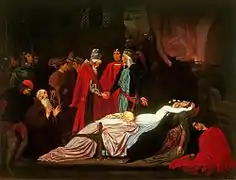 Reconciliación de Montescos y Capuletos sobre los cadáveres de Romeo y Julieta, c. 1850, Bridgeman Art Library.