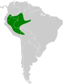 Distribución geográfica del batará ondulado.