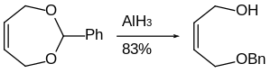 Acetal reduction using aluminium hydride