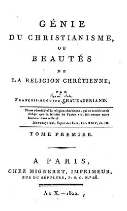 El genio del cristianismo, de Chateaubriand, 1802.