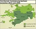 Evolución territorial de Sajonia entre 1815 y 1990