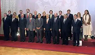 Gabinete de Piñera el 18 de julio de 2011, luego del cambio de ministros.