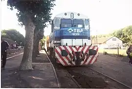 Locomotora GAIA, en las líneas suburbanas de TBA, tras la privatización de la red.