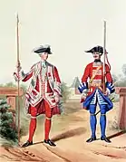 Oficial y soldado, 1757.