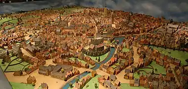 Maqueta de la antigua ciudad de Gante.