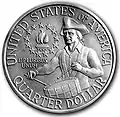 Reverso de la moneda de 25 centavos conmemorativa del Bicentenario, fechada 1776-1976