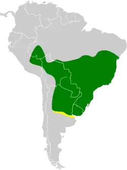 Distribución geográfica de la mascarita sureña.