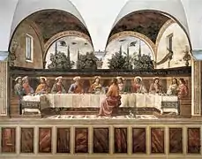 Última Cena de Domenico Ghirlandaio , 1480, que representa a Judas por separado