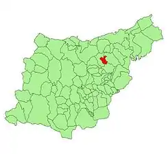 Extensión del municipio en la provincia.