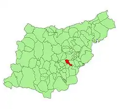 Extensión del municipio en la provincia.