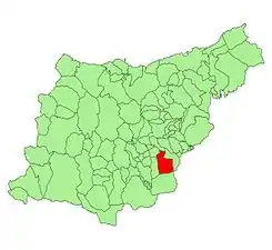 Extensión del municipio en la provincia.