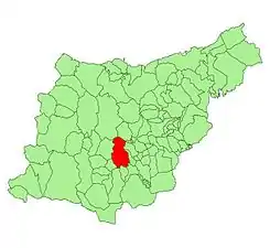 Extensión del municipio en la provincia.