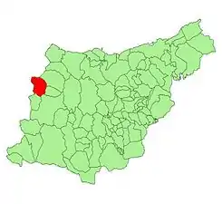 Extensión del municipio en la provincia.