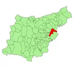 Extensión del municipio en la provincia.