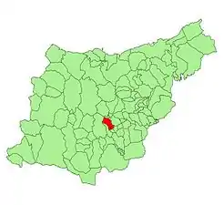 Extensión del municipio en la provincia.