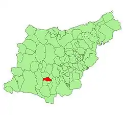 Extensión del municipio en la provincia.