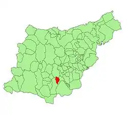 Extensión del municipio en la provincia.