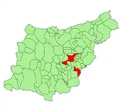 Extensión del municipio en la provincia.