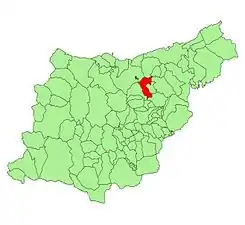 Extensión del municipio en la provincia.