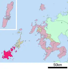 Localización de las islas  en la prefectura de Nagasaki