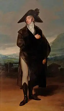 Carlos Gutiérrez de los Ríos, duque de Fernán Núñez, por Goya. Siguió la tradición familiar de servicio diplomático, acudiendo al Congreso de Viena (1814), canto del cisne de la Europa del Antiguo Régimen donde España ya no tuvo ningún papel relevante. Fue el último de su estirpe que ejerció señorío jurisdiccional sobre la cordobesa villa de su título. A diferencia de la Revolución Francesa (en la que los campesinos despojaron a sus señores), en España eso no significó la pérdida de propiedades ni la ruina de su casa, que sigue formando parte de la aristocracia hasta hoy.