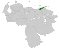 Distribución geográfica del ponchito de Sucre.