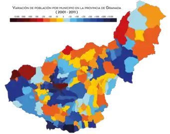 Variación de la población entre 2001 y 2011