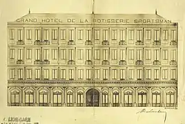 Dibujo del Grand Hotel de La Rotisserie Sportsman de 1909