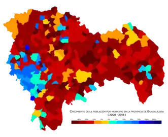 Crecimiento de la población por municipio entre 2008 y 2018