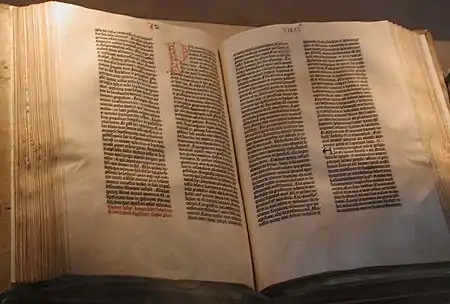 Ejemplar de la Biblia de Gutenberg.