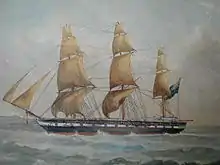 El HMS Pelorus, buque que pertenecía a la misma serie que el bergantín Galvarino.