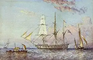 La corbeta HMS Rattlesnake, típica embarcación británica de su tipo que puede asimilarse a la Rosa de los Andes que tiene el mismo origen.