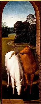 Representación alegórica de dos caballos, de Hans Memling