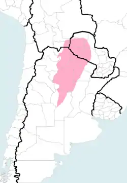 En color rosado se observa la distribución de la tortuga terrestre chaqueña (Chelonoidis chilensis haplogrupo “chaco seco”).