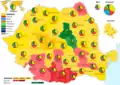 Distribución geográfica de los votos por condados (primera vuelta)