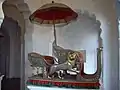 Hathi Howdah o silla de elefante en el museo de la fortaleza de Mehrangarh.