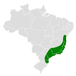 Distribución geográfica de la tangara cabecirrufa.