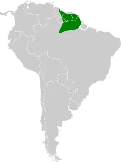 Distribución geográfica del titirijí de Josefina.