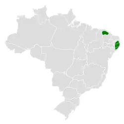 Distribución geográfica del titirijí de Miranda.