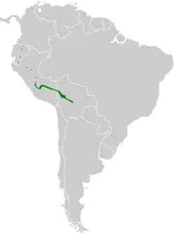 Distribución geográfica del titirijí gorgirrufo.