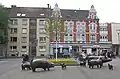 Cerdos de bronce en la plaza Otto-Wels-Platz