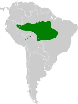 Distribución geográfica del saltarín crestirrojo.