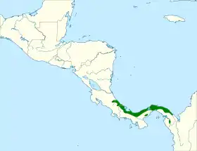 Distribución geográfica de la tangara lomiazufrada.