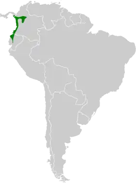 Distribución geográfica de la tangara cejirroja.