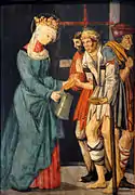 Santa Isabel de Hungría dando limosna a los pobres, anónimo ca. 1510.