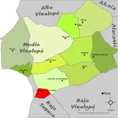 Localización en la comarca del Vinalopó Medio.