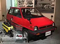 Honda City and Motocompo display at Honda Collection Hall in Motegi