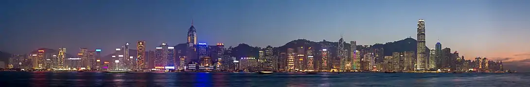 Vista panorámica del skyline de la Isla de Hong Kong.
