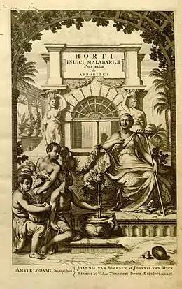 Portada del Hortus Malabaricus de Hendrik Adriaan van Reede tot Drakenstein.