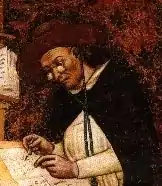 Detalle de un retrato de Hugo de Provenza, por Tomasso da Modena (1352).